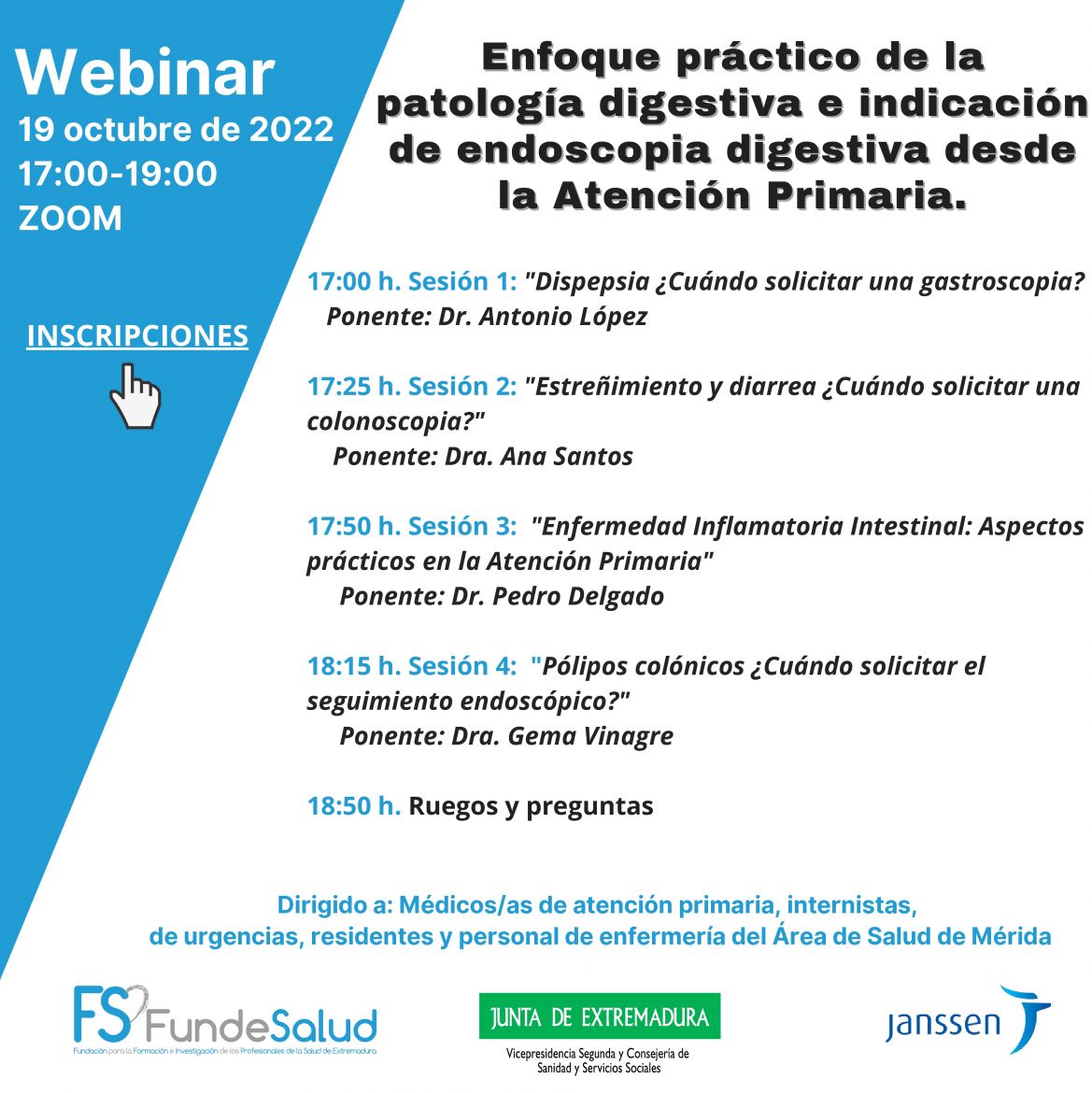 ENFOQUE PRÁCTICO DE LA PATOLOGÍA DIGESTIVA E INDICACIÓN DE ENDOSCOPIA DIGESTIVA DESDE LA ATENCIÓN PRIMARIA. ÁREA DE SALUD DE MÉRIDA